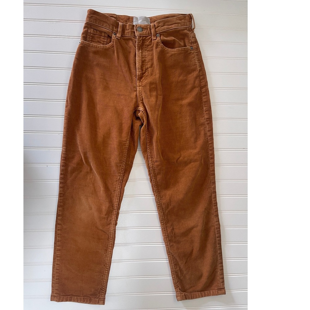 Everlane Corduroy High Rise Straight Leg Pants Brown Rust Size 26 Cropped